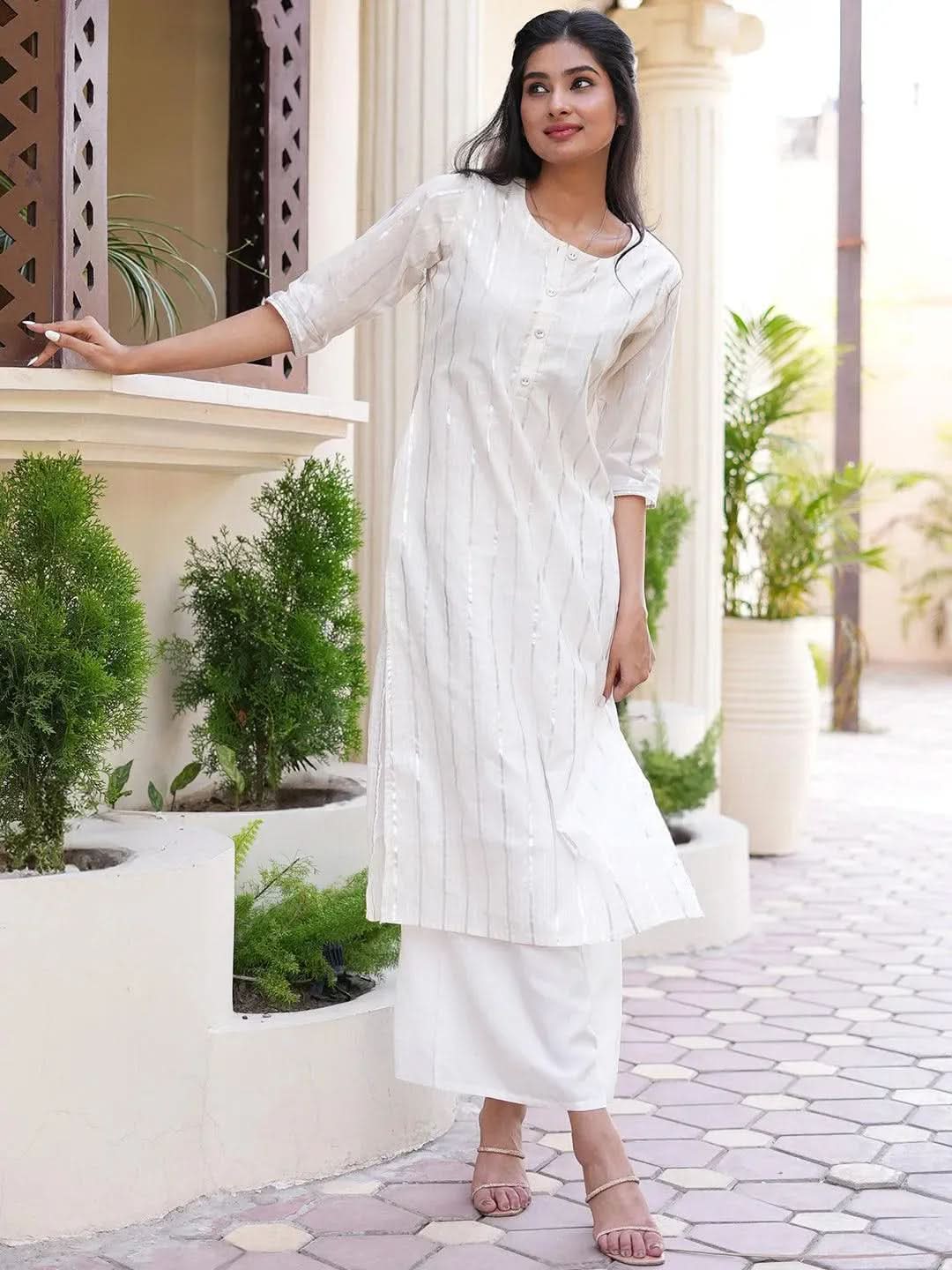 White Woven Design Cotton Kurta
White Woven Design Cotton Kurta