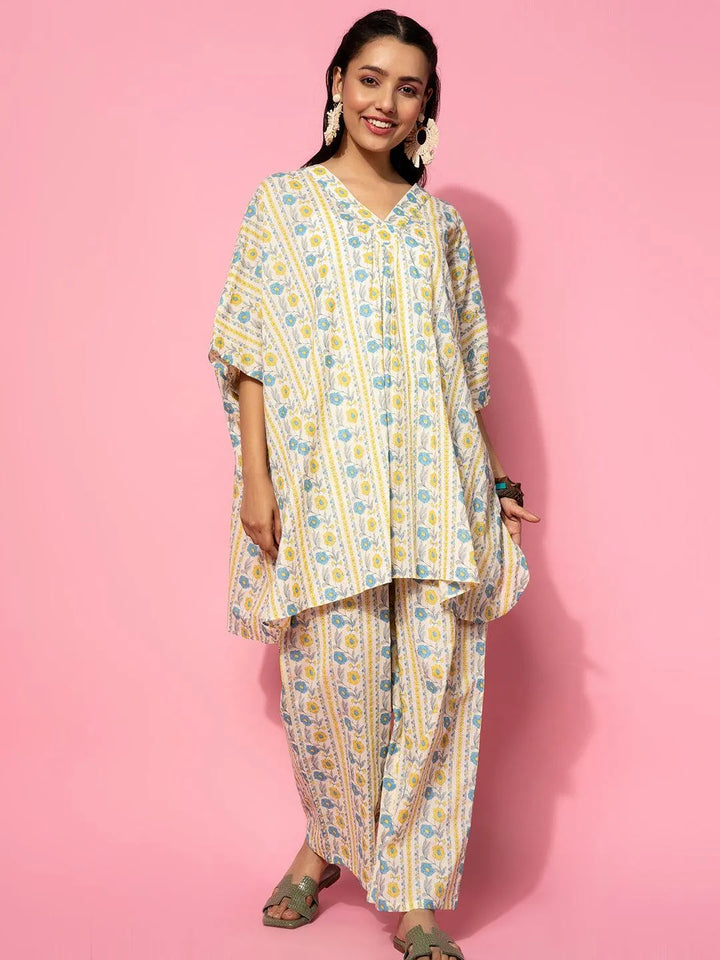 Cream Printed Cotton Co-Ords - Libas