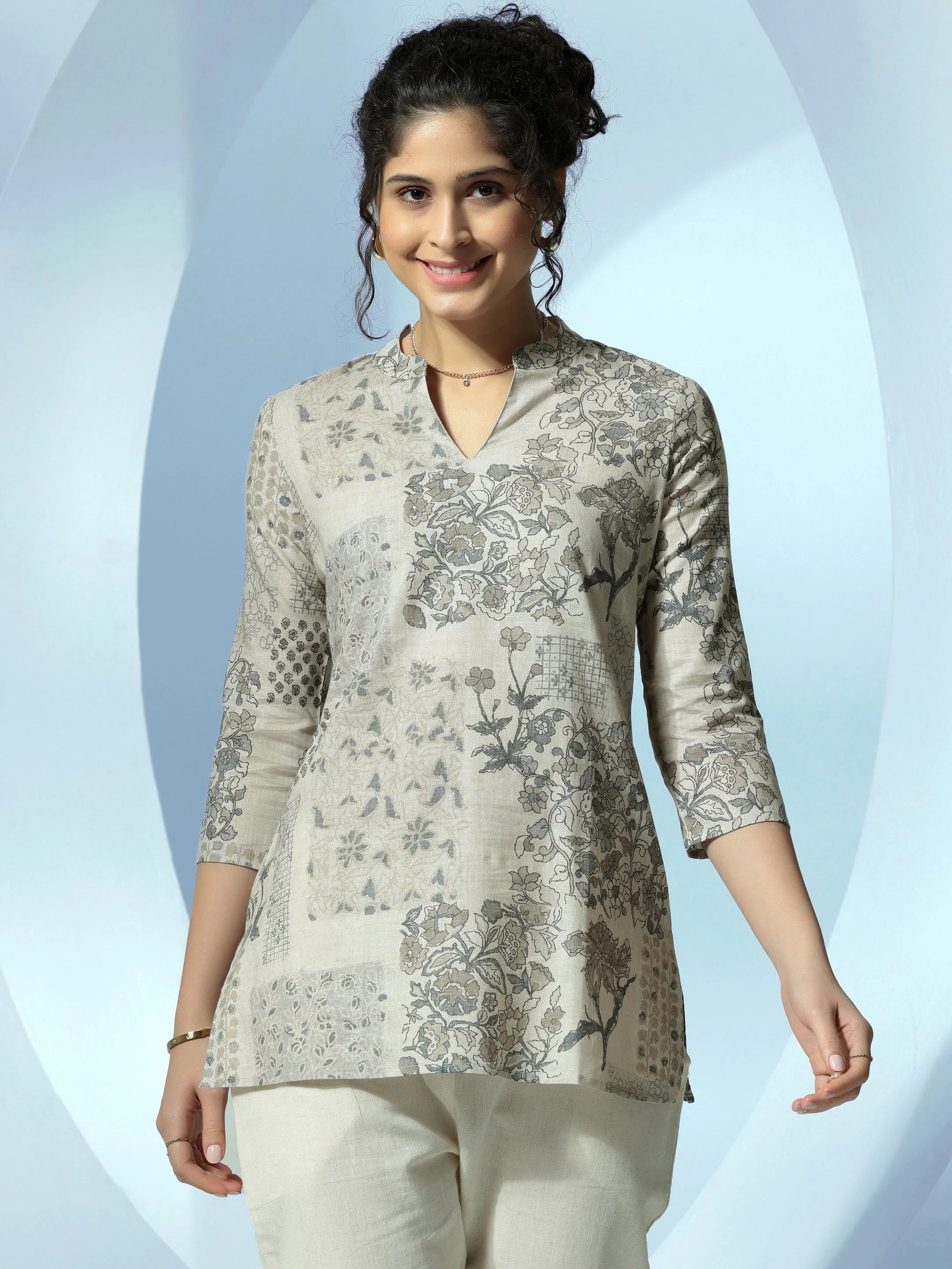 Linen Cotton Straight Cut Kurti - SCKT73