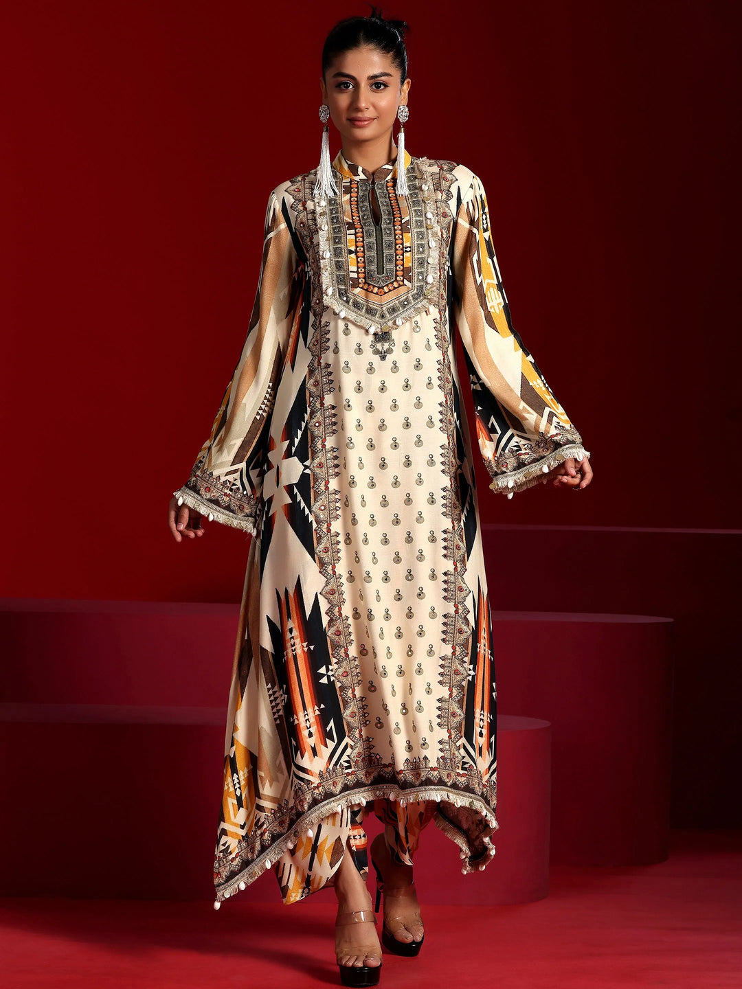 Libas Art Beige Printed Muslin Co-Ords