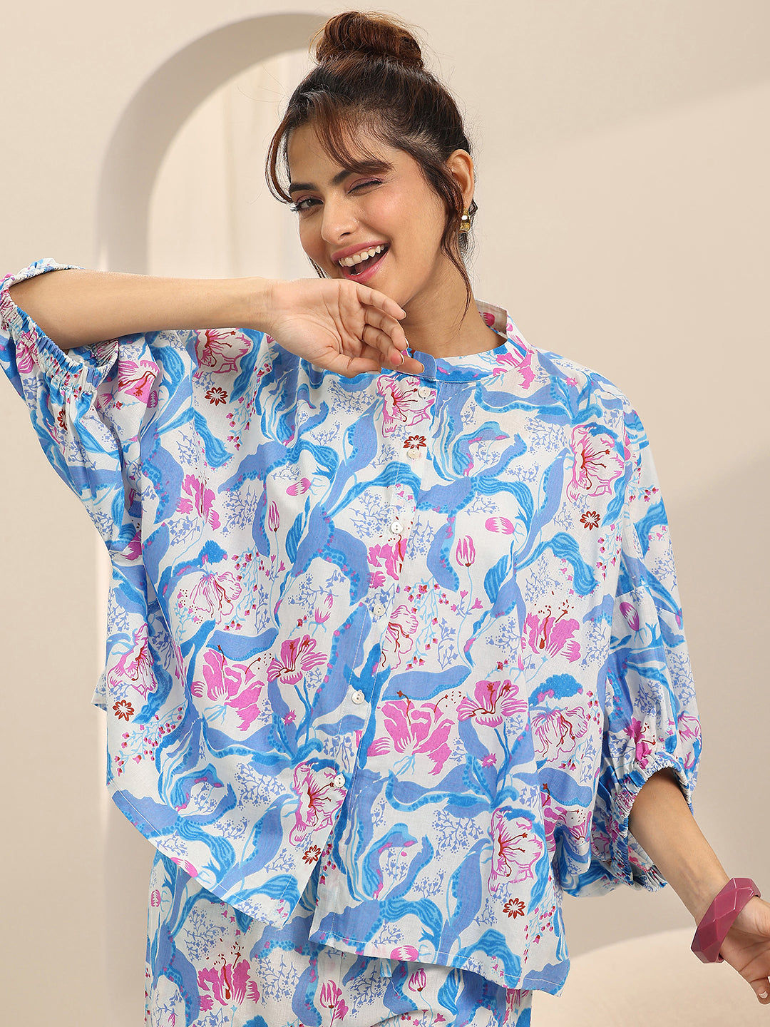 Off white Printed Cotton Night Suits