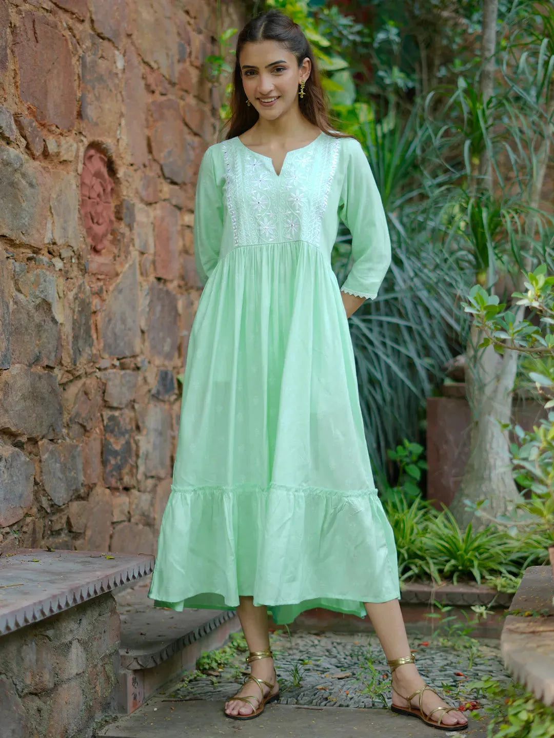 Buy Light Blue Self Design Viscose Rayon A-Line Dress Online at Rs.699 | Libas Buy Light Blue Self Design Viscose Rayon A-Line Dress Online at Rs.699 | Libas