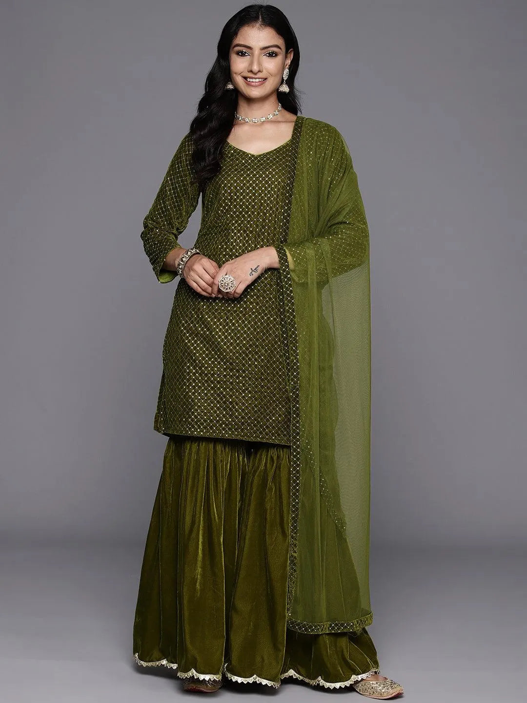 Libas olive green kurta discount
