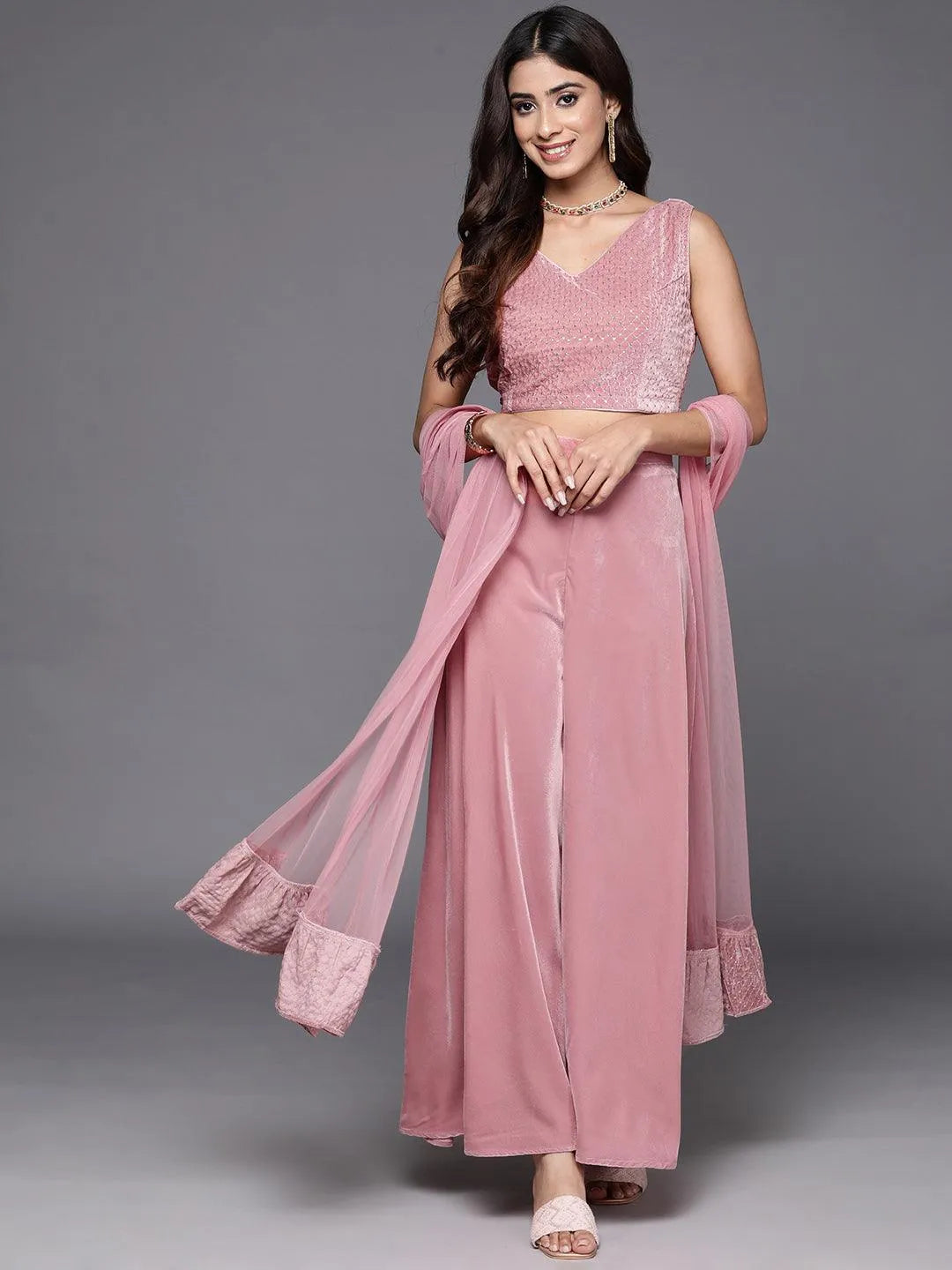 Buy Pink Embellished Polyester Co-Ords Online at Rs.1599