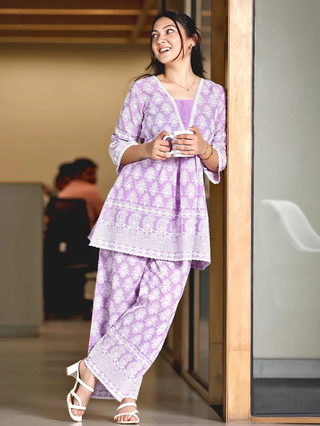 Purple Self Design Cotton Co-Ords Online at Rs.1719 | Libas