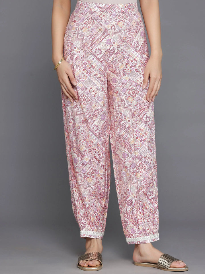 Maroon Printed Silk Blend A-Line Kurta With Salwar - Libas