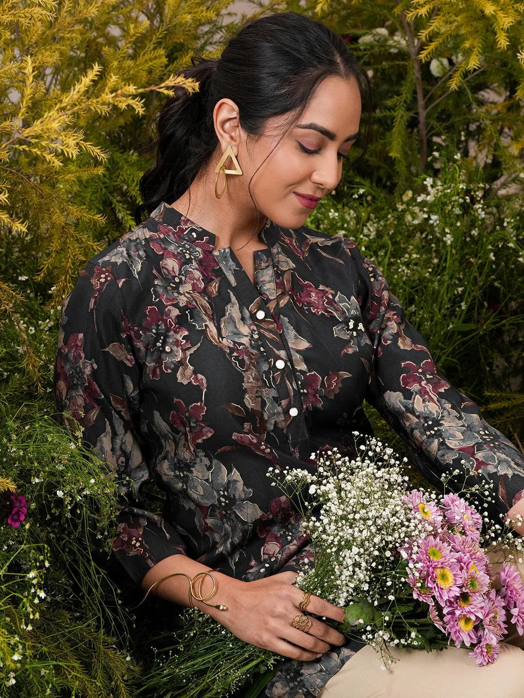 Black A - line Kurti main image 1
