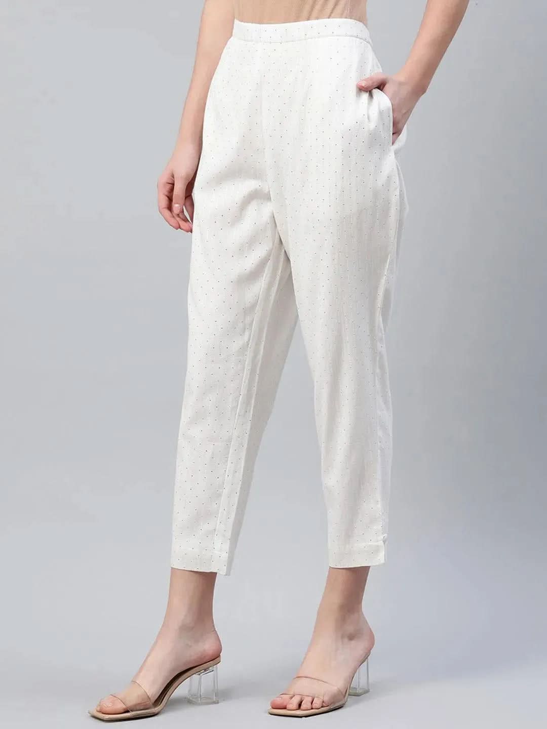 Buy White Striped Cotton Trousers - PL848O- | Libas Ethnic Wear Online
Buy White Striped Cotton Trousers - PL848O- | Libas Ethnic Wear Online