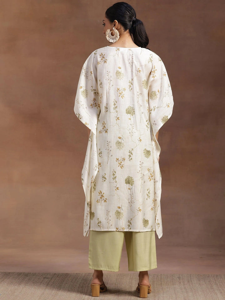 Cream Printed Silk Blend Co-Ords - Libas