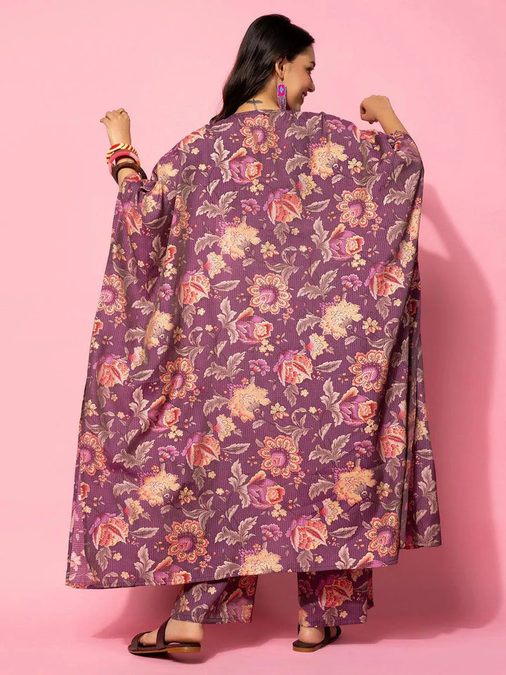 Wine Printed Cotton Co-Ords - Libas