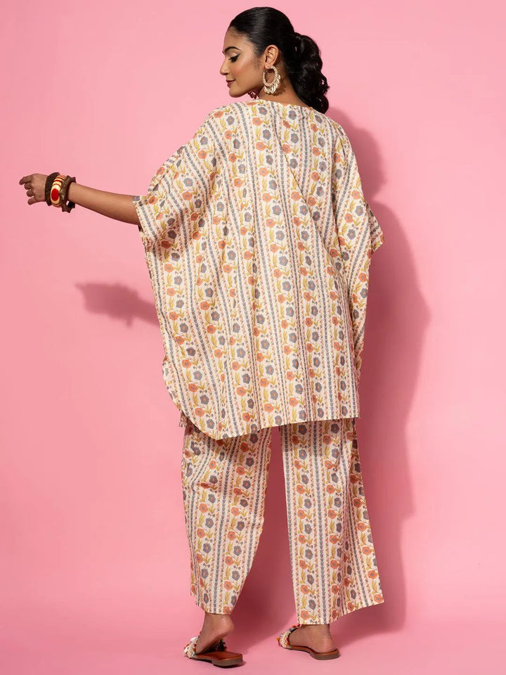 Cream Printed Cotton Co-Ords - Libas