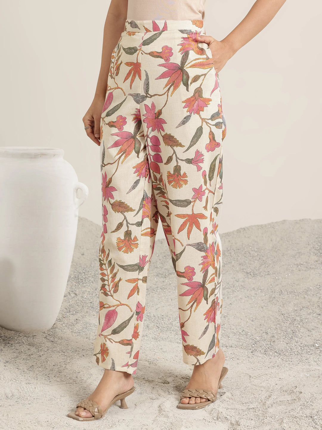 Off White Printed Cotton Co-Ord Sets