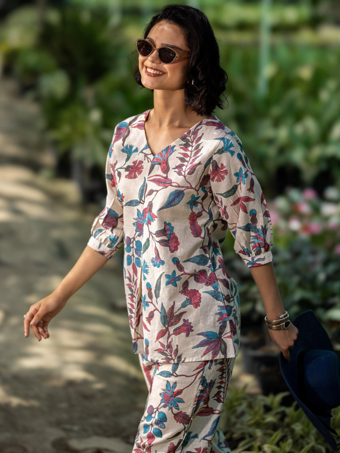 Off White Printed Cotton Co-Ord Sets