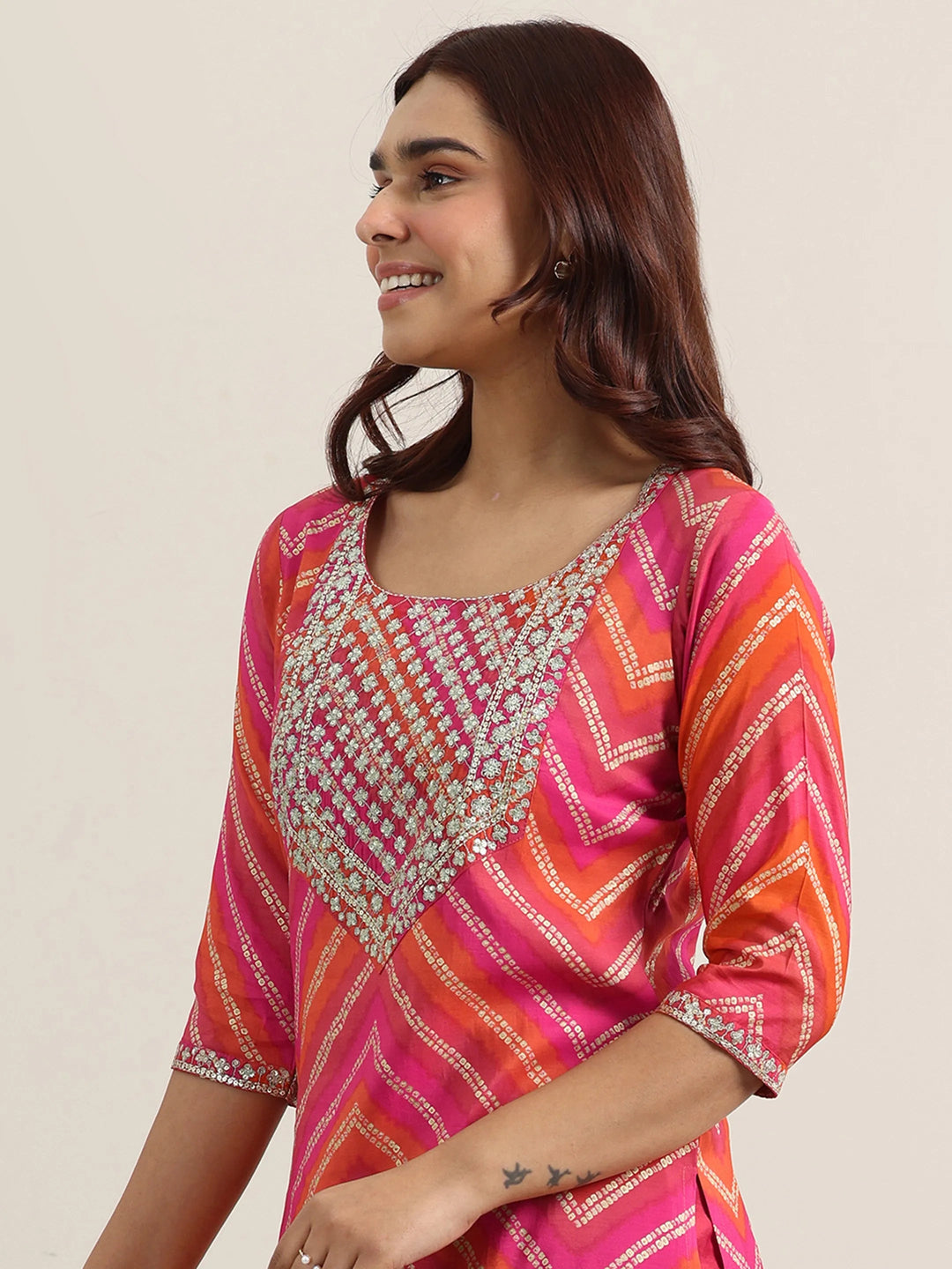 Coral Printed Rayon Straight Suit With Dupatta