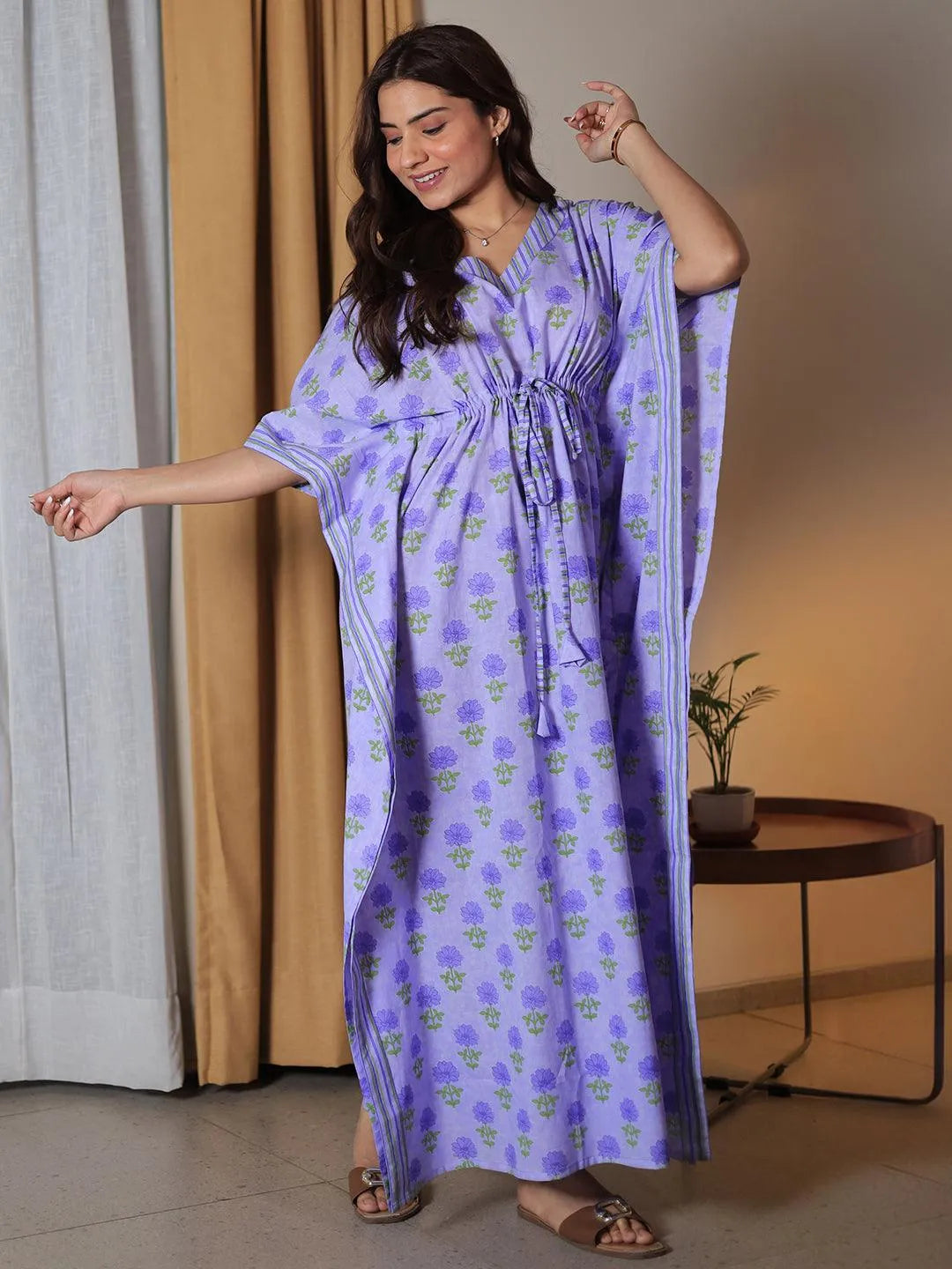 Zeyo Women's Heart Print Cotton Nightgown - Knee-Length, Comfy Sleepwear 5638