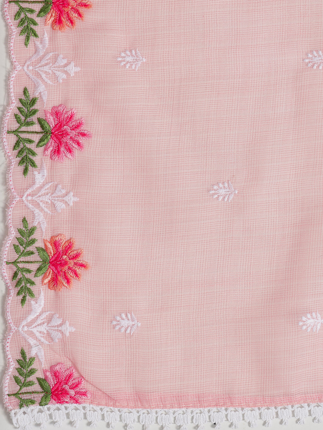 Pink Embroidered Silk blend Dress Material With Dupatta