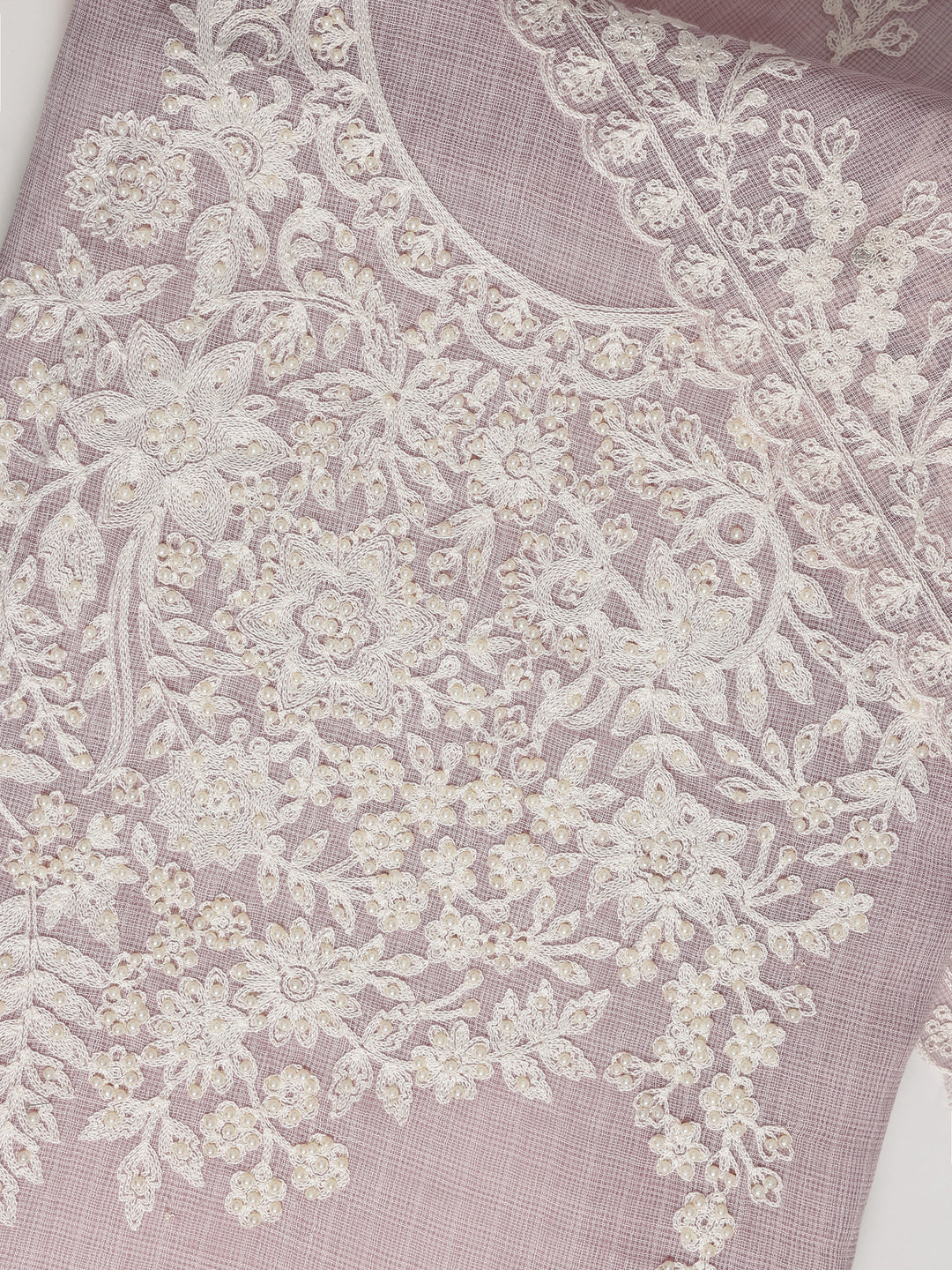 Mauve Embroidered Silk blend Dress Material With Dupatta