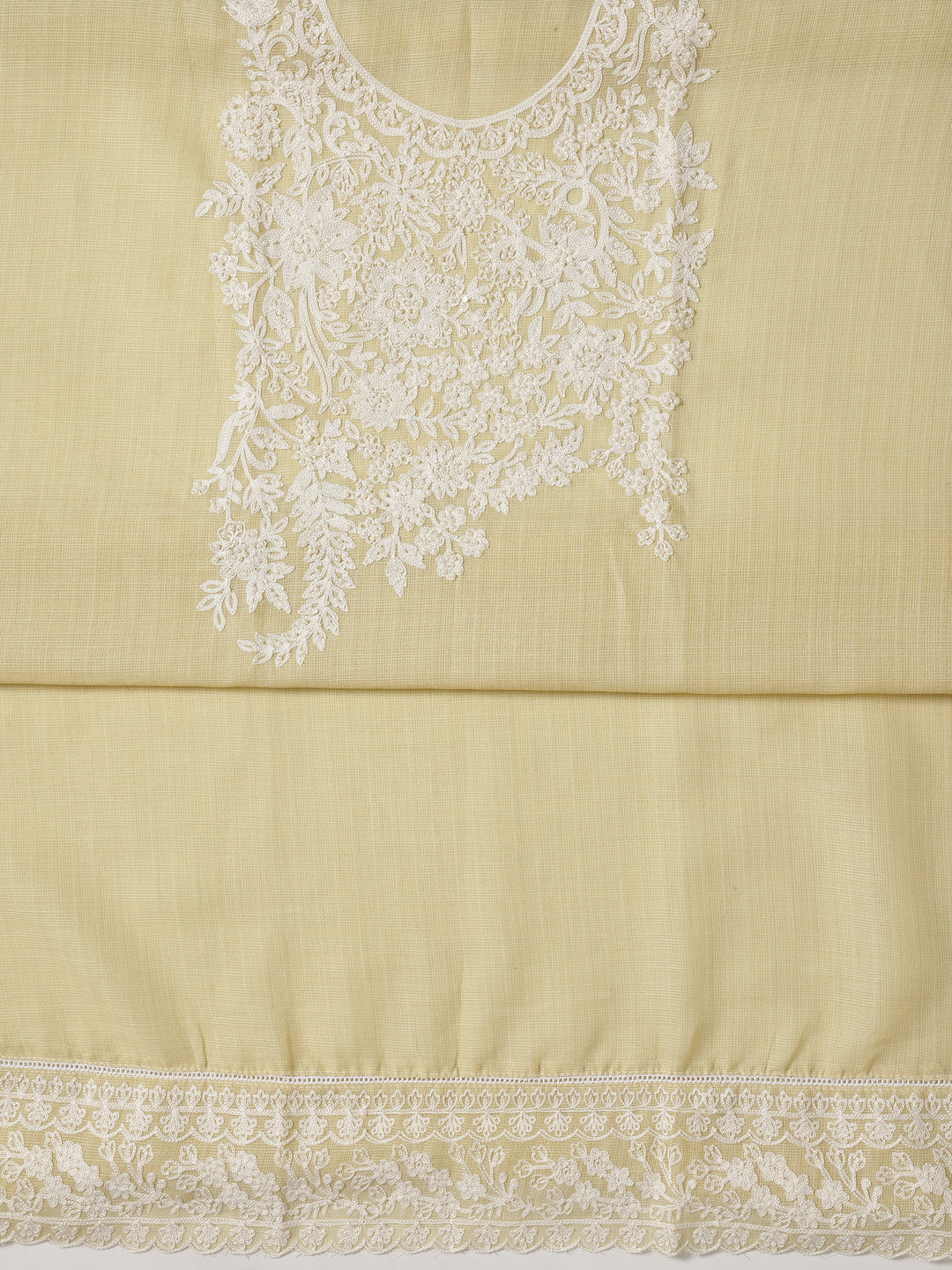 Yellow Embroidered Silk blend Dress Material With Dupatta