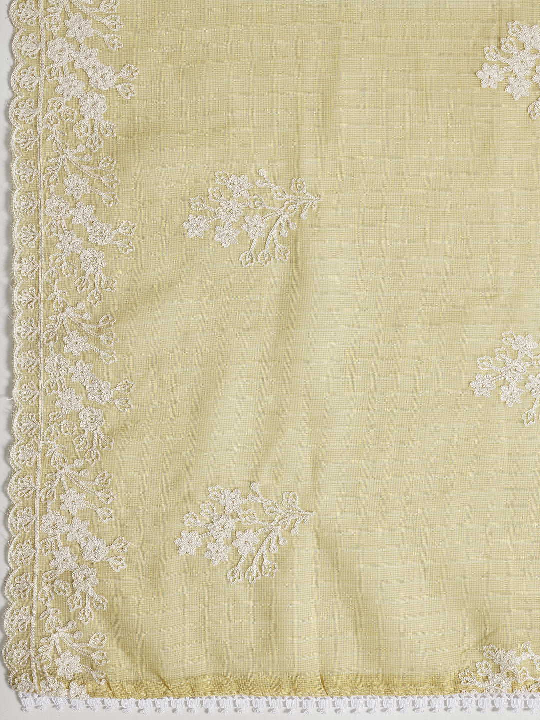 Yellow Embroidered Silk blend Dress Material With Dupatta