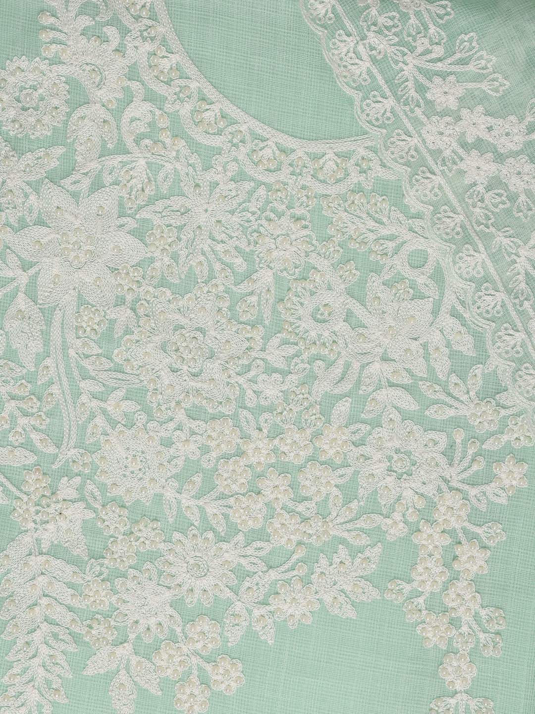 Green Embroidered Silk blend Dress Material With Dupatta