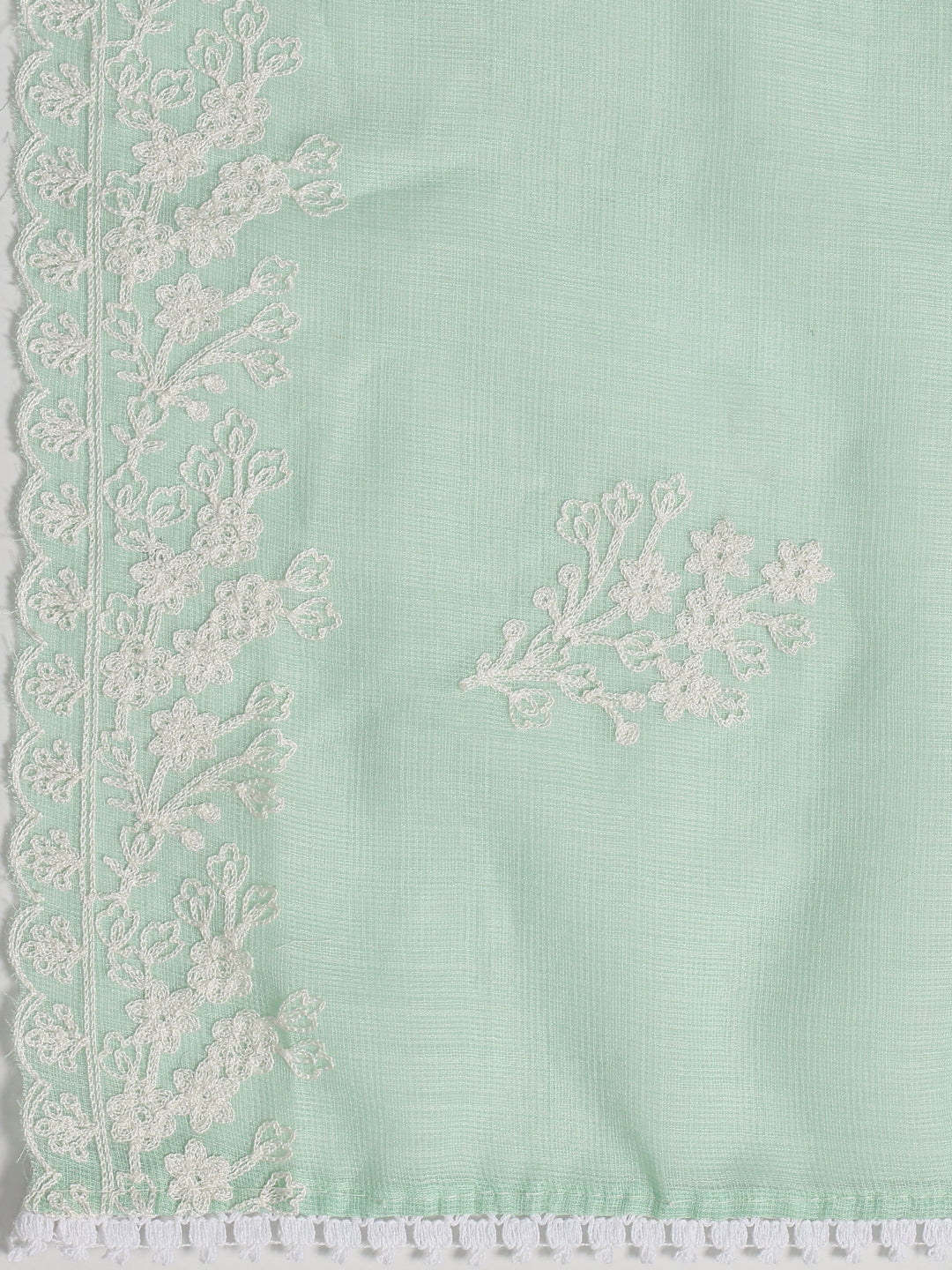 Green Embroidered Silk blend Dress Material With Dupatta