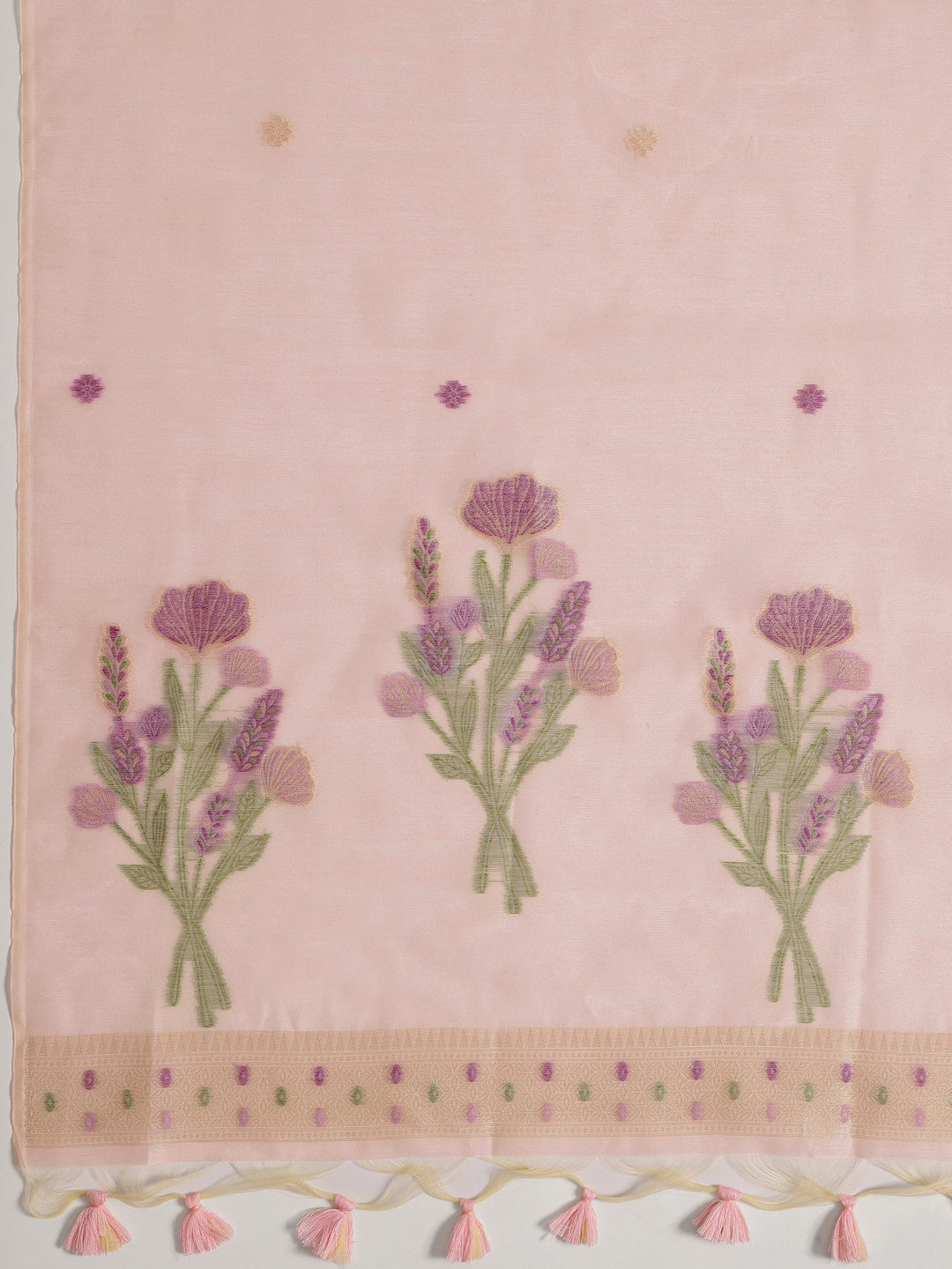 Pink Woven Design Silk blend Dress Material With Dupatta