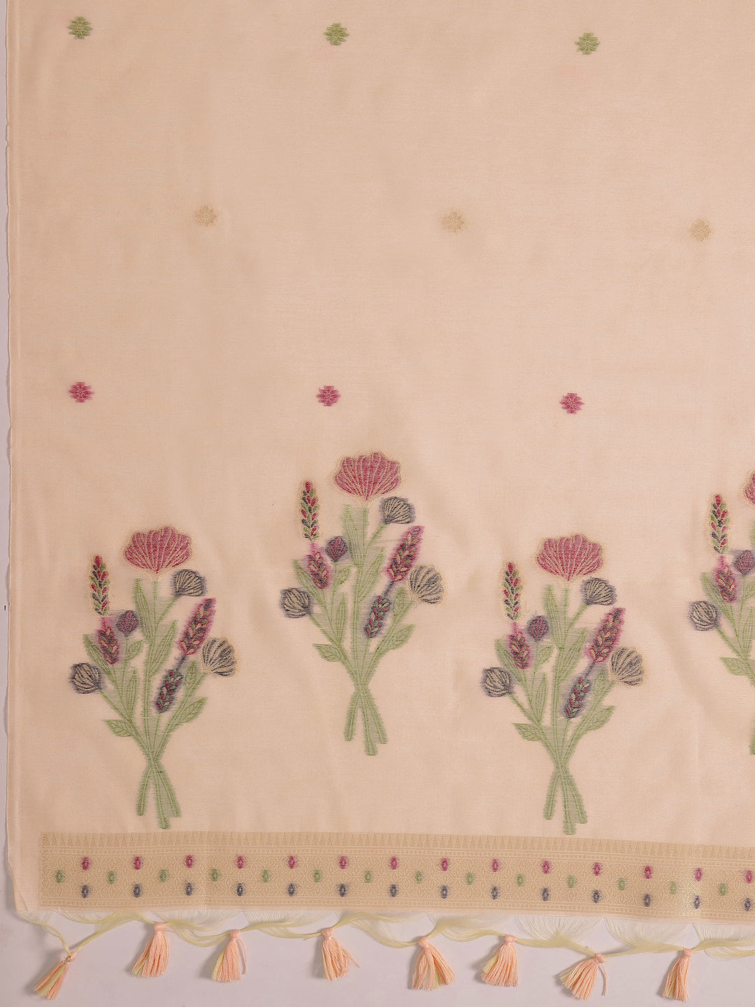 Peach Woven Design Silk blend Dress Material With Dupatta