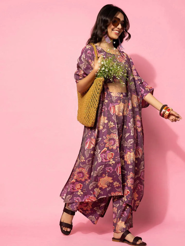 Wine Printed Cotton Co-Ords - Libas