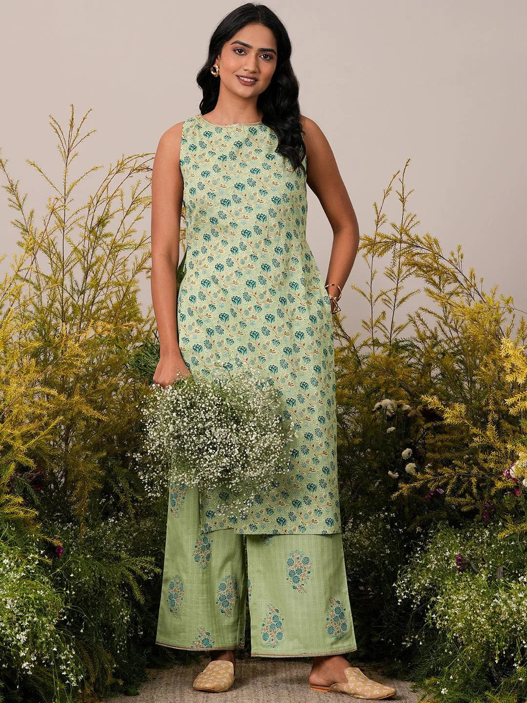 Green - Traditional Cotton Khun Straight Kurta for Women 18 main image 1