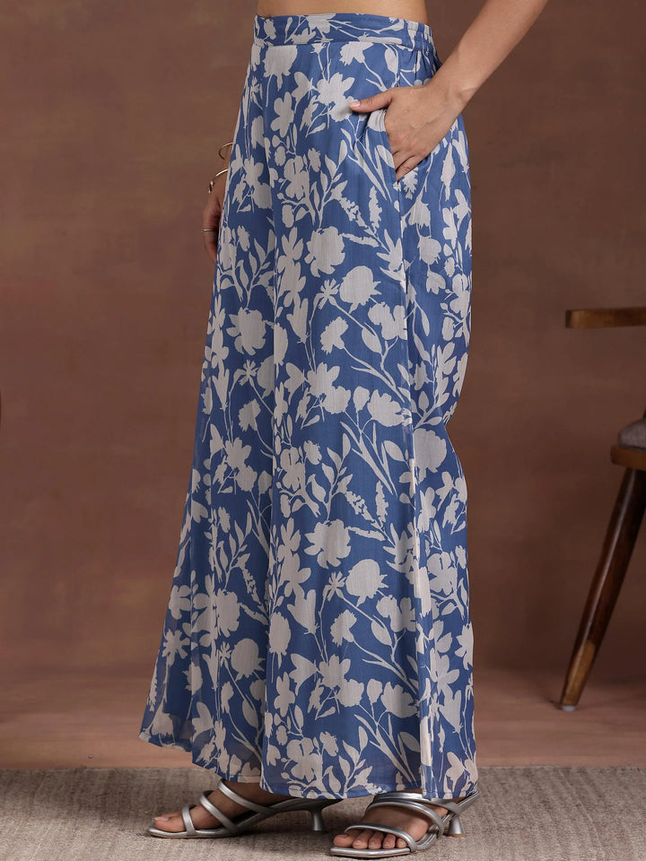 Blue Printed Chiffon Co-Ords - Libas