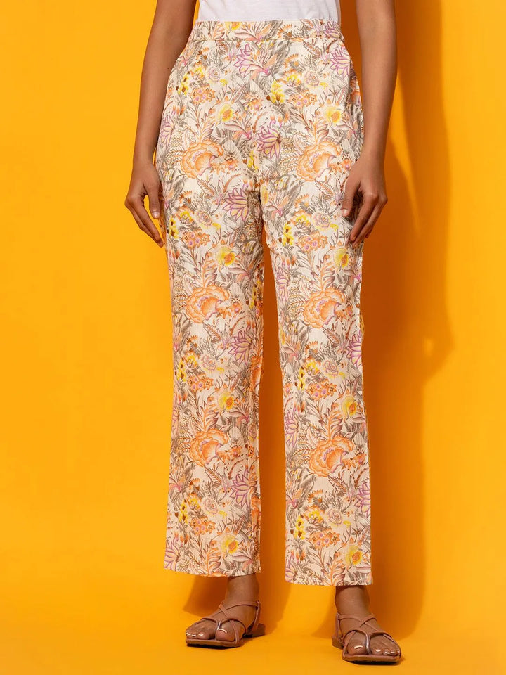 Cream Printed Cotton Co-Ords - Libas