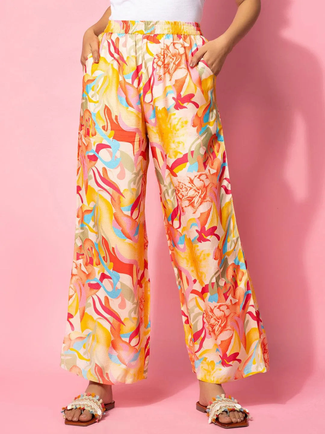 Multicoloured Printed Silk Blend Co-Ords - Libas
