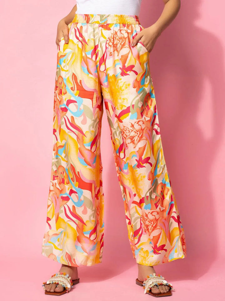 Multicoloured Printed Silk Blend Co-Ords - Libas