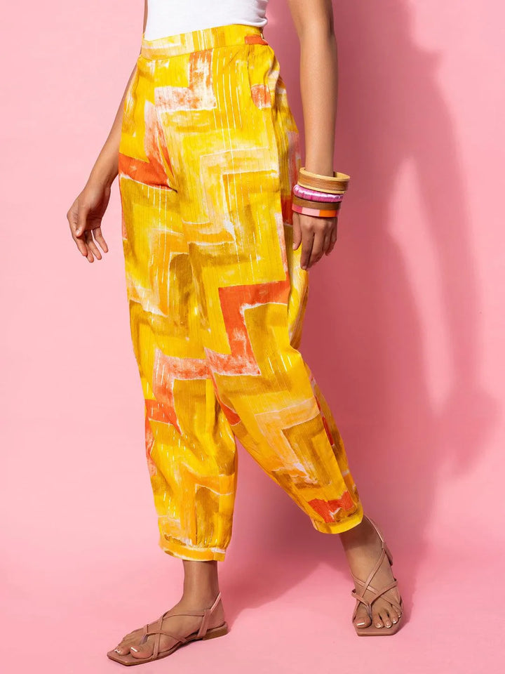 Yellow Printed Cotton Co-Ords - Libas
