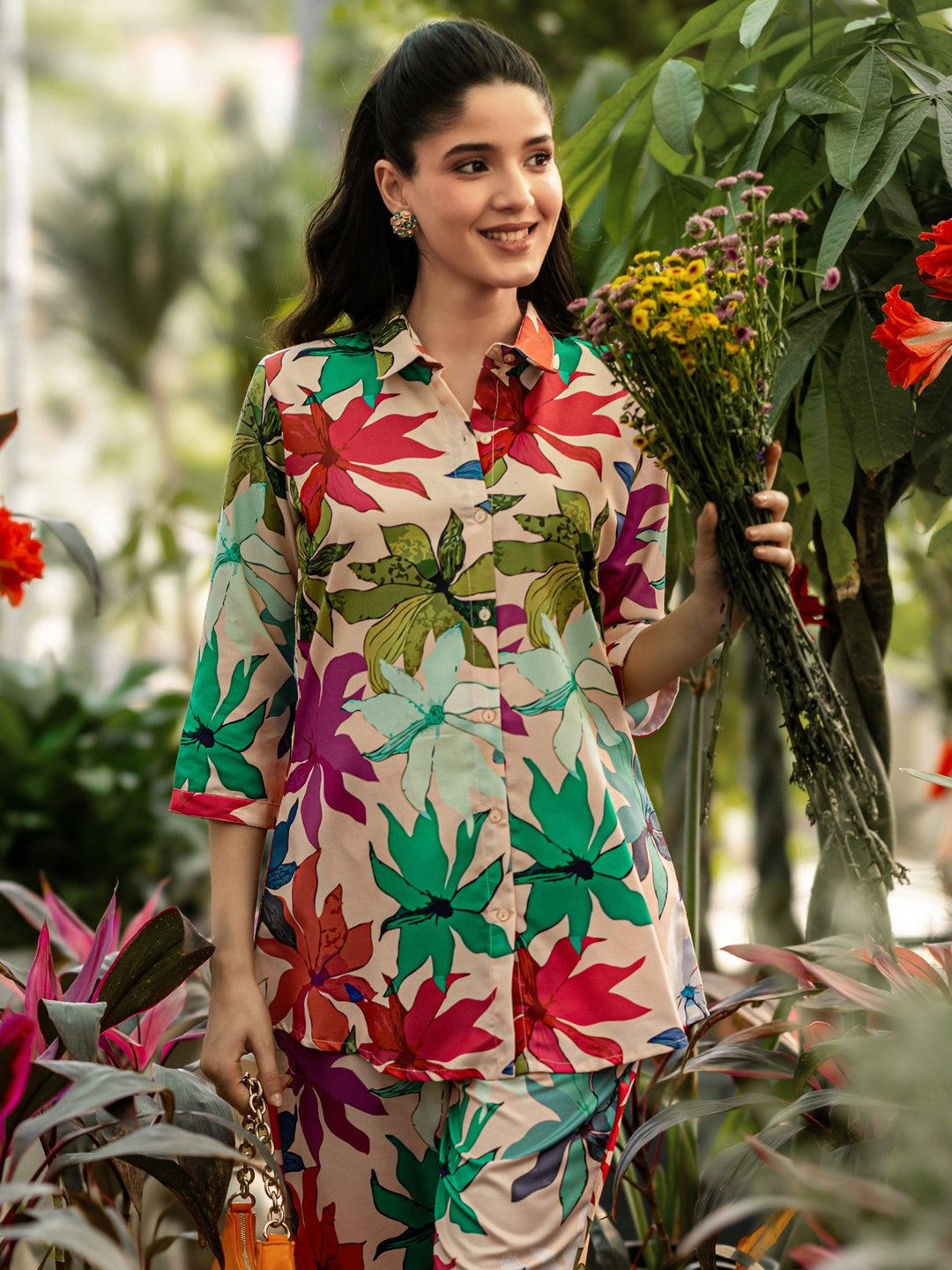 Peach Printed Cotton Co ord sets