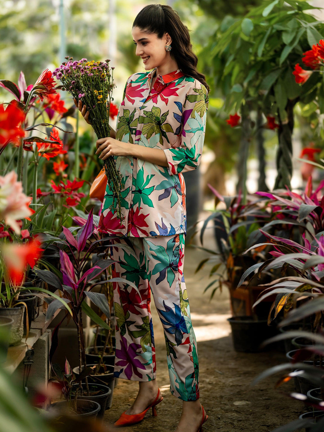 Peach Printed Cotton Co ord sets