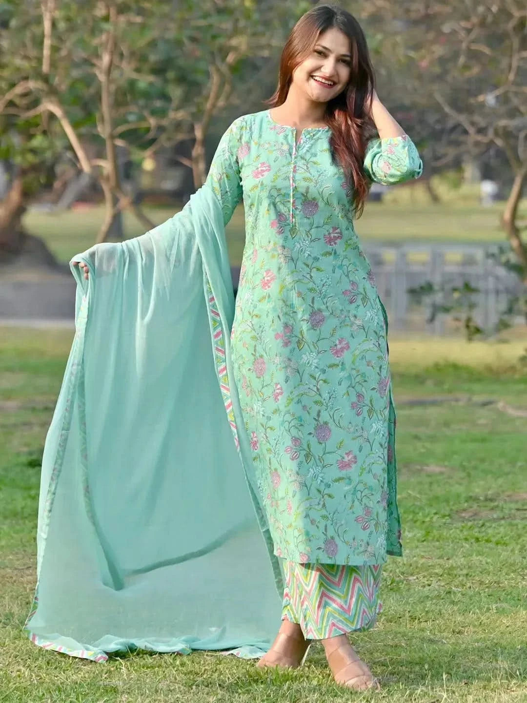 Buy Green Printed Cotton Suit Set - 13063O-XS | Libas Ethnic Wear Online
Buy Green Printed Cotton Suit Set - 13063O-XS | Libas Ethnic Wear Online