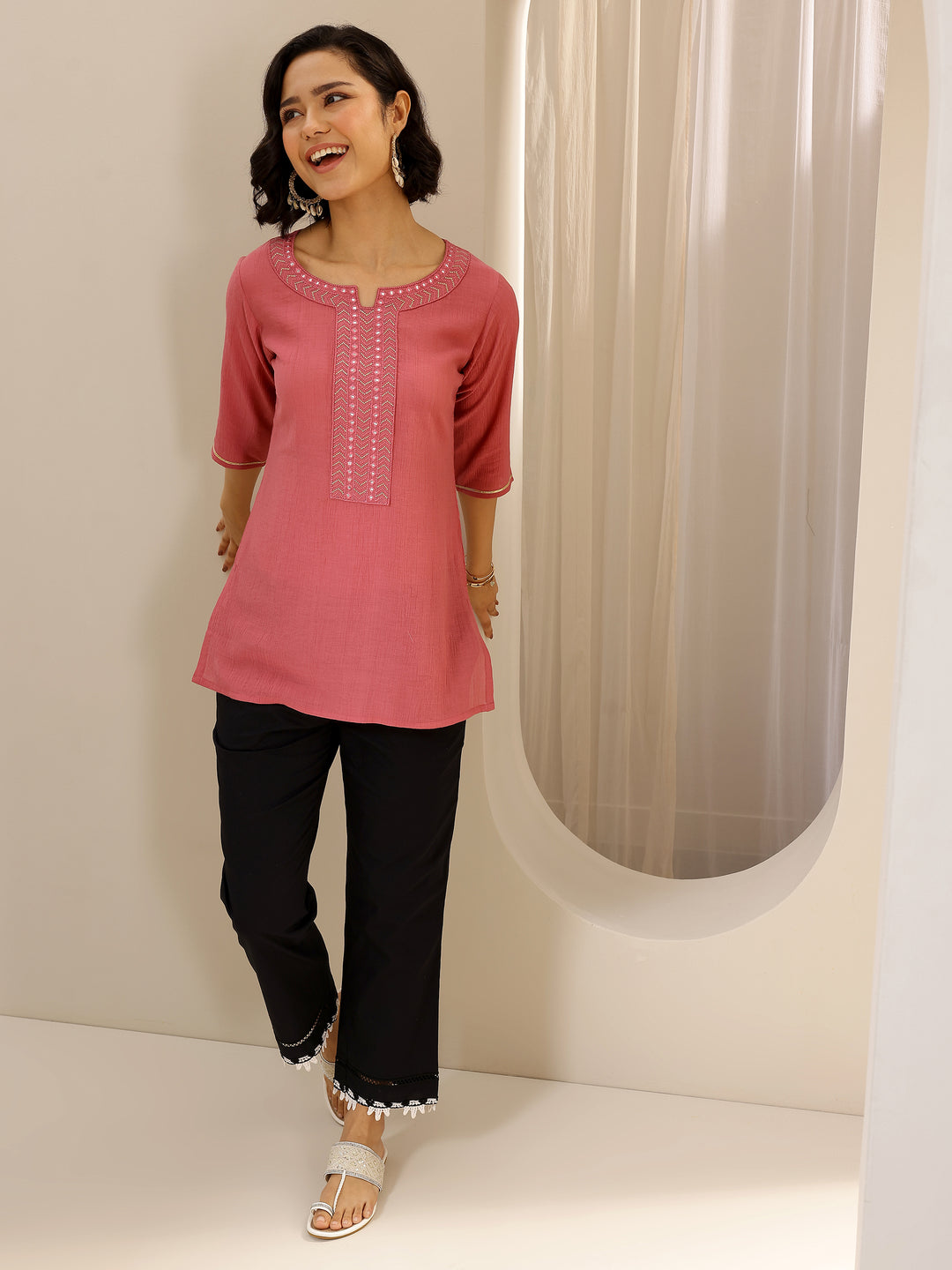 Black Solid Cotton Trousers