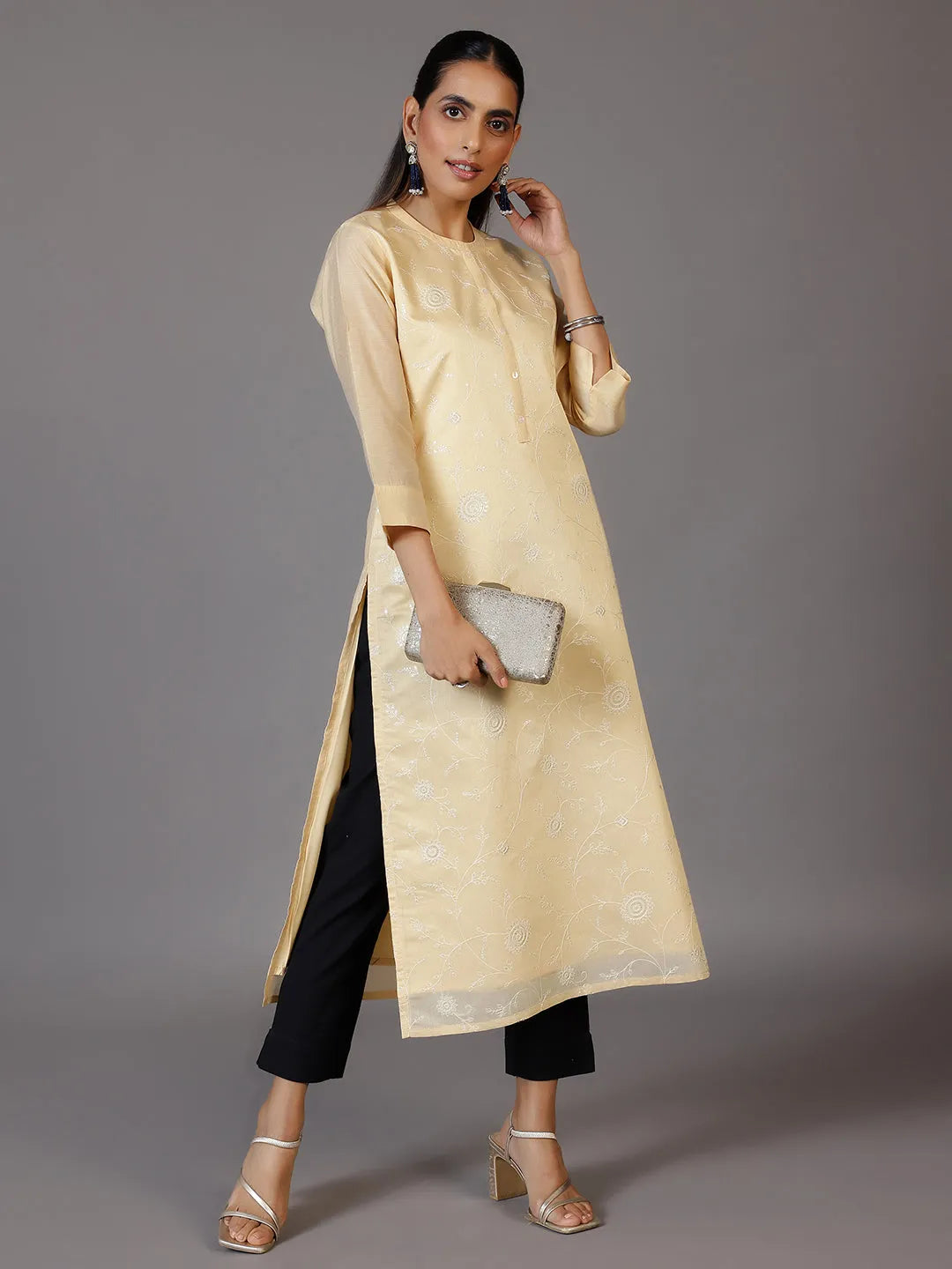 Black Solid Cotton Trousers