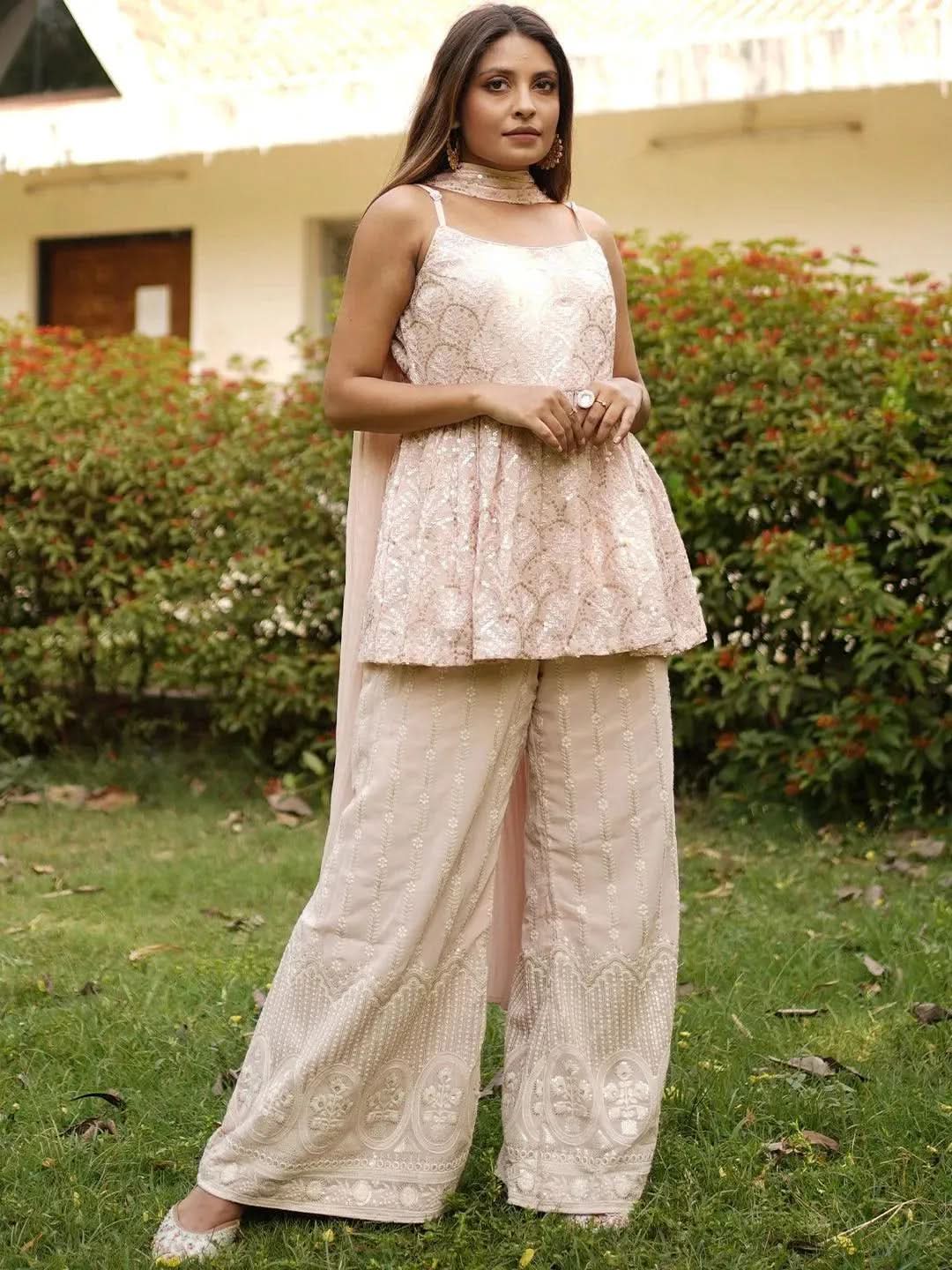 Buy Beige Embroidered Georgette Suit Set - 33374O- | Libas Ethnic Wear Online
Buy Beige Embroidered Georgette Suit Set - 33374O- | Libas Ethnic Wear Online