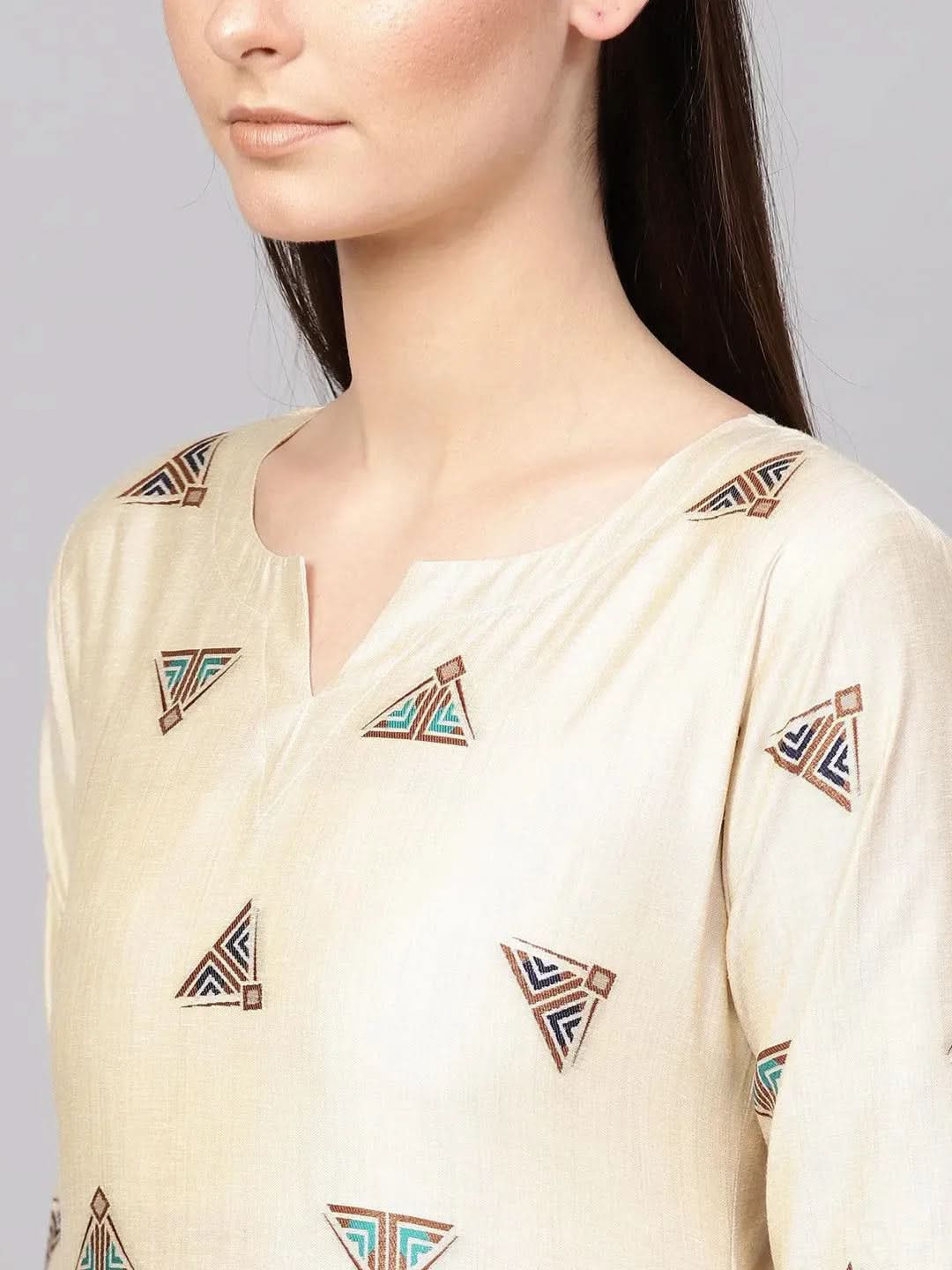 Beige Embroidered Polyester Straight Kurta With Palazzos
Beige Embroidered Polyester Straight Kurta With Palazzos