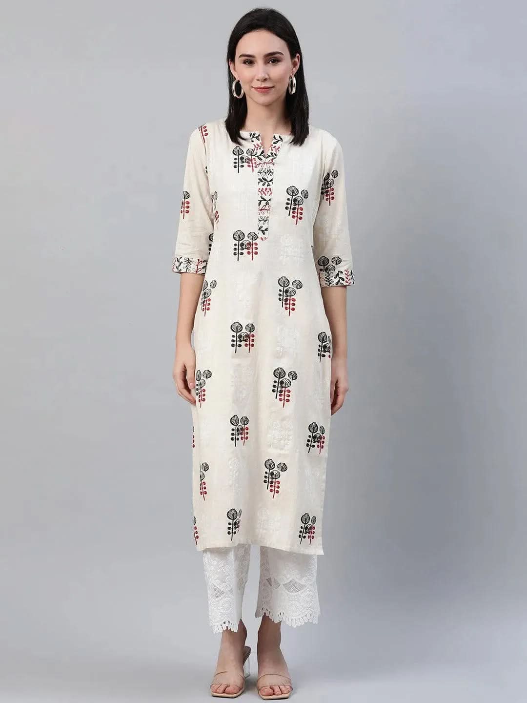 Beige Printed Cotton Kurta
Beige Printed Cotton Kurta