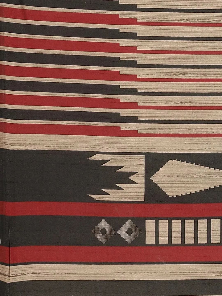 Beige Printed Cotton Silk Saree - Libas