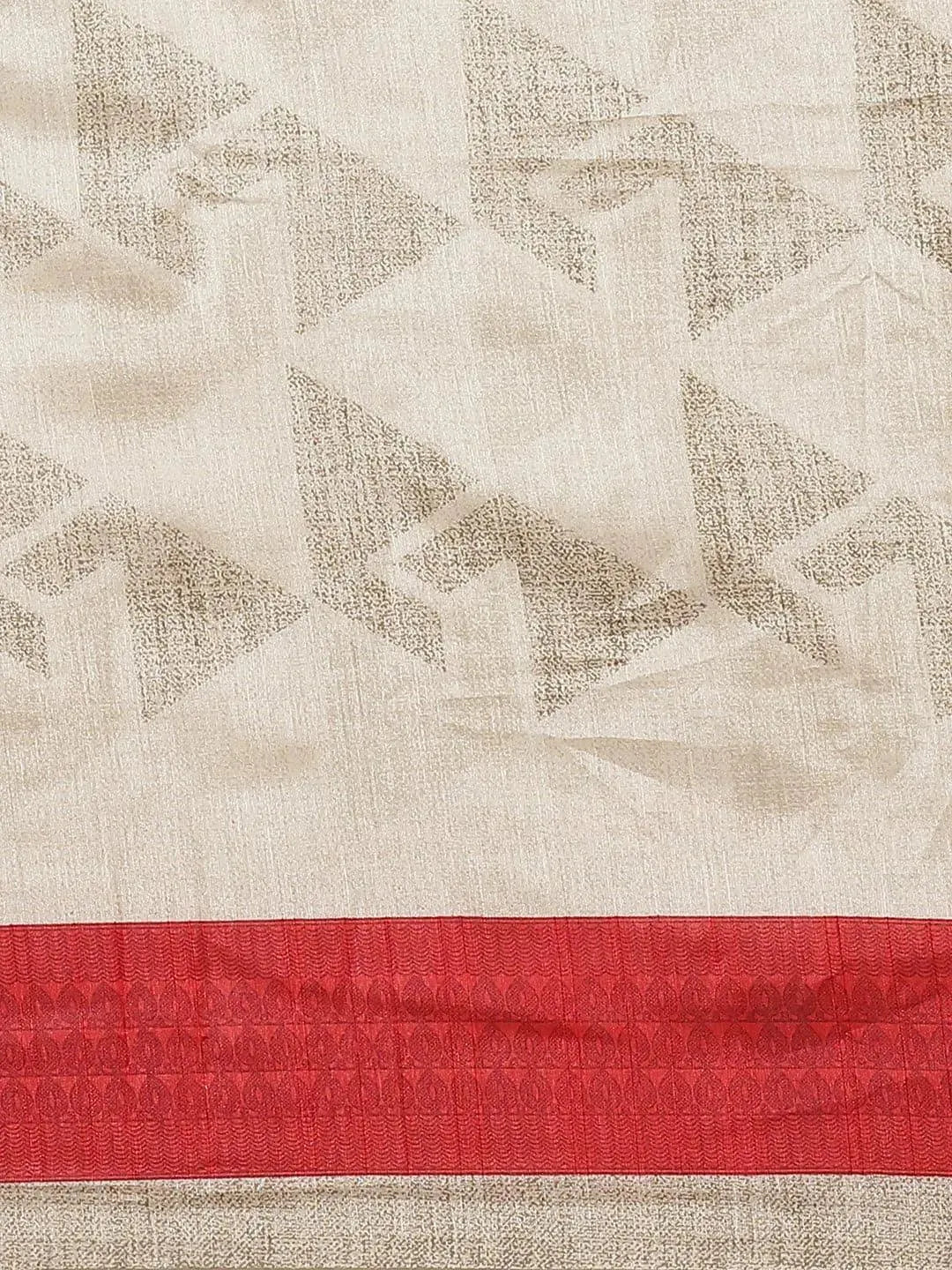 Beige Printed Cotton Silk Saree - Libas