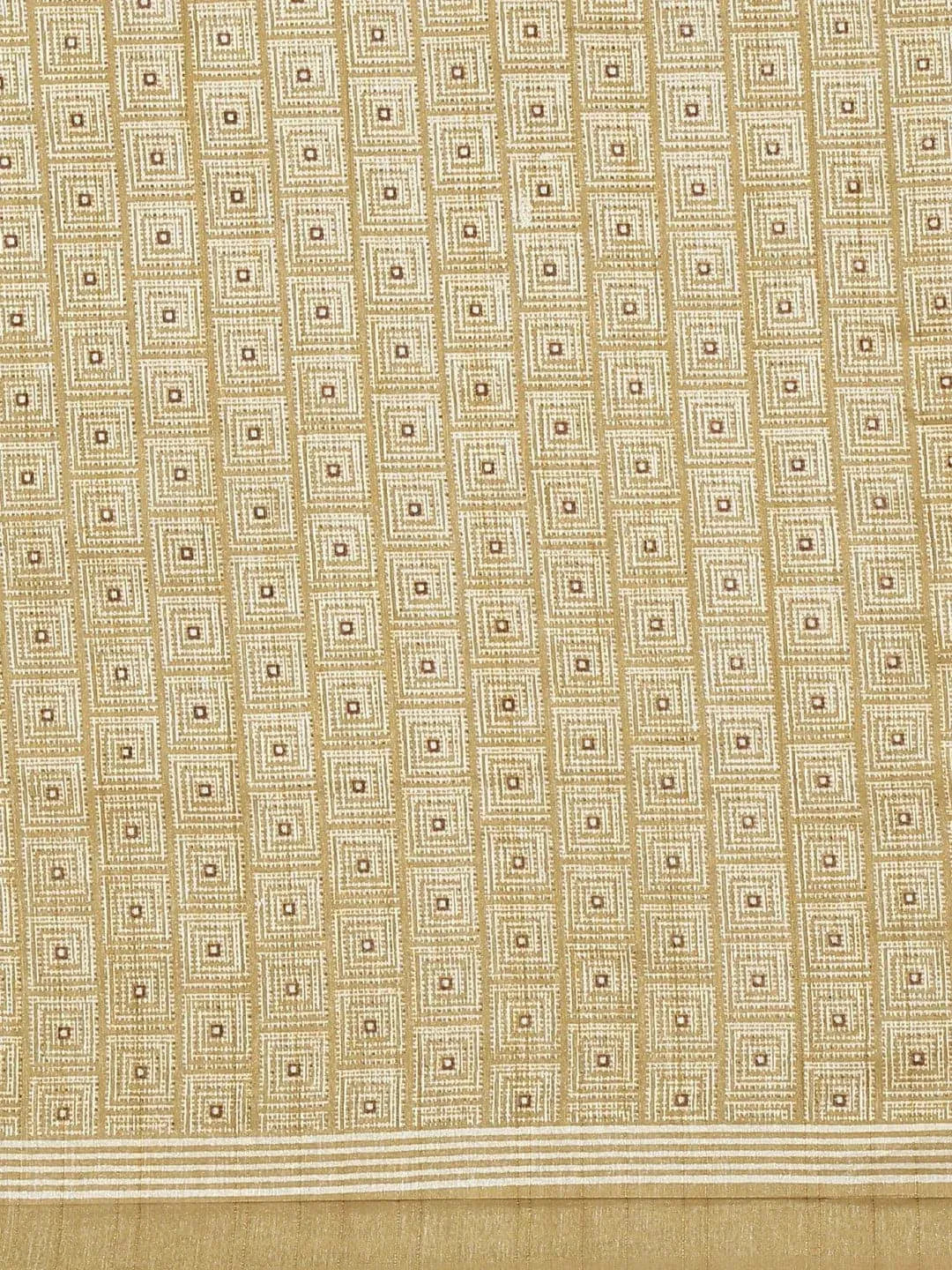 Beige Printed Cotton Silk Saree - Libas