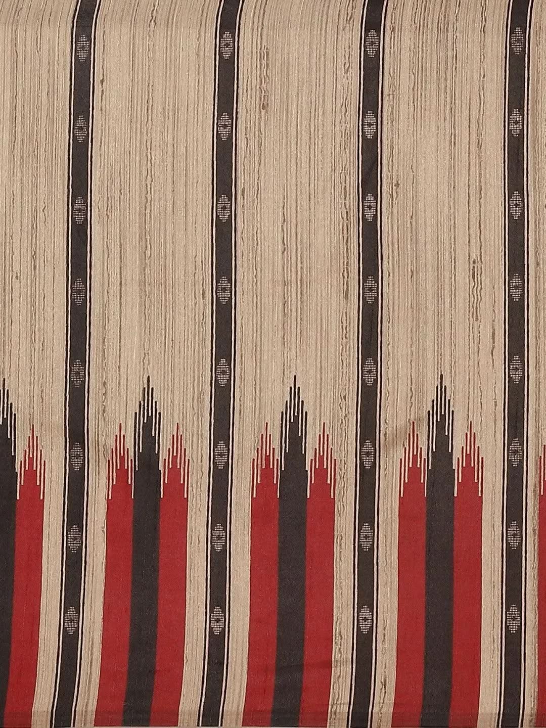 Beige Printed Cotton Silk Saree - Libas