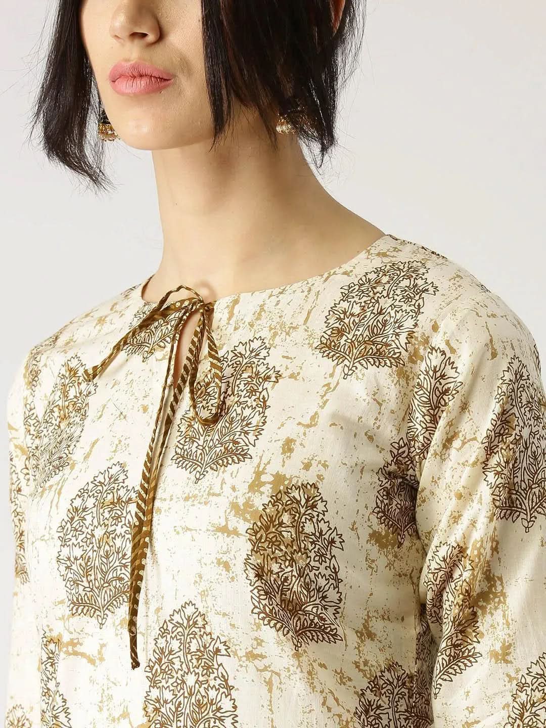 Beige Printed Cotton Straight Kurta With Palazzos
Beige Printed Cotton Straight Kurta With Palazzos