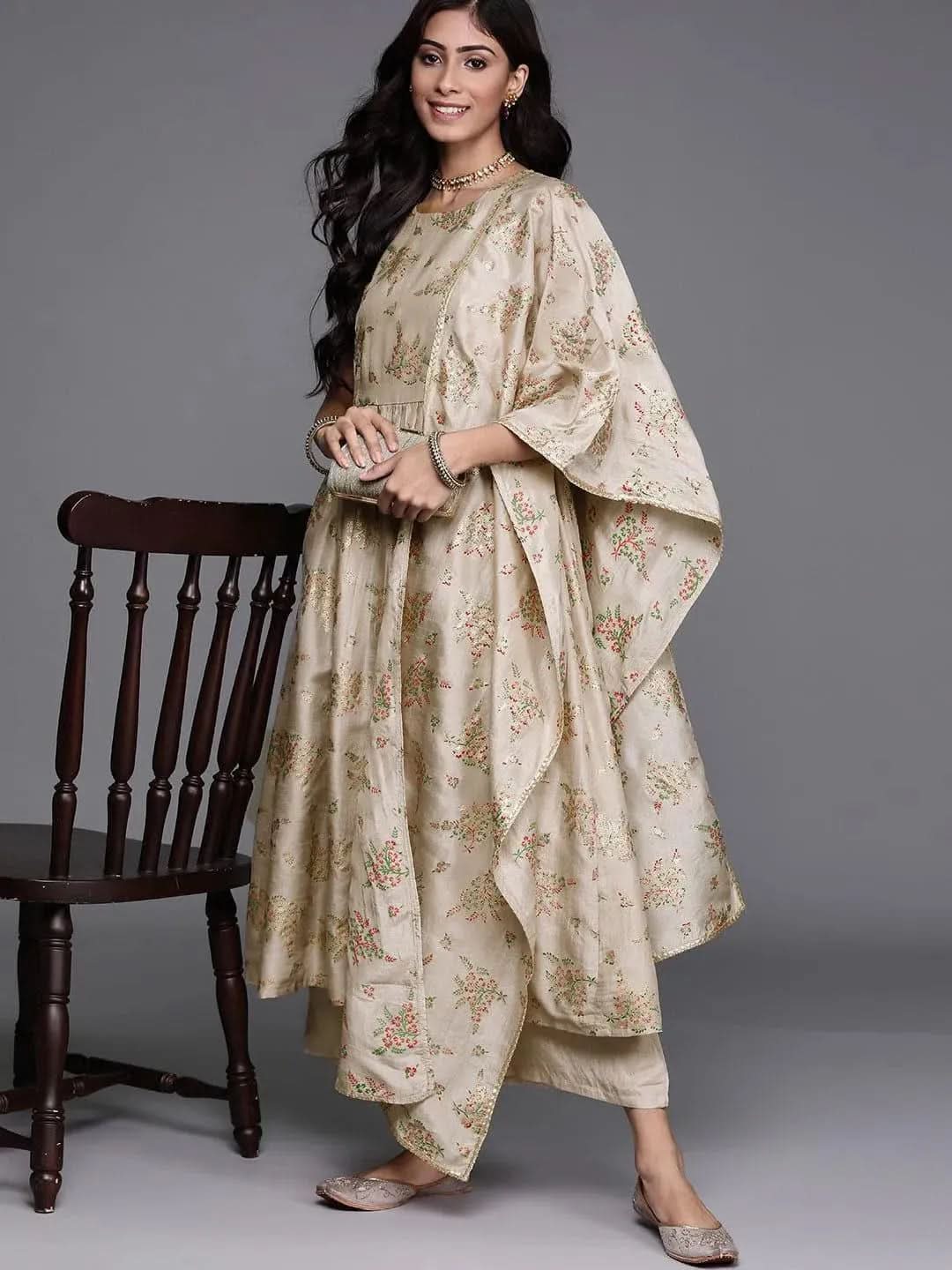 Buy Beige Printed Silk Blend Suit Set - 20242O-XS | Libas Ethnic Wear Online 
Buy Beige Printed Silk Blend Suit Set - 20242O-XS | Libas Ethnic Wear Online