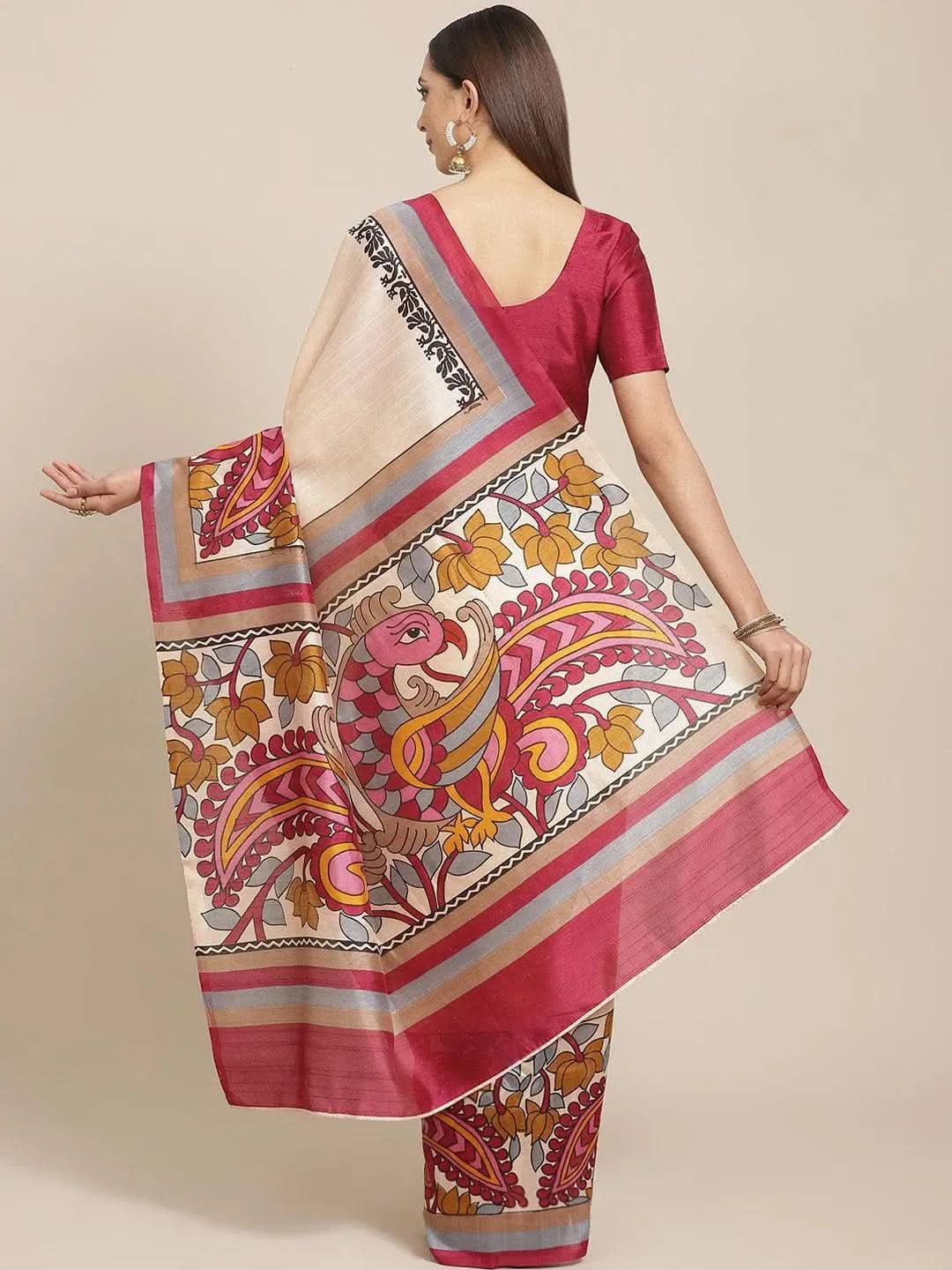 Beige Printed Silk Blend Saree
Beige Printed Silk Blend Saree
