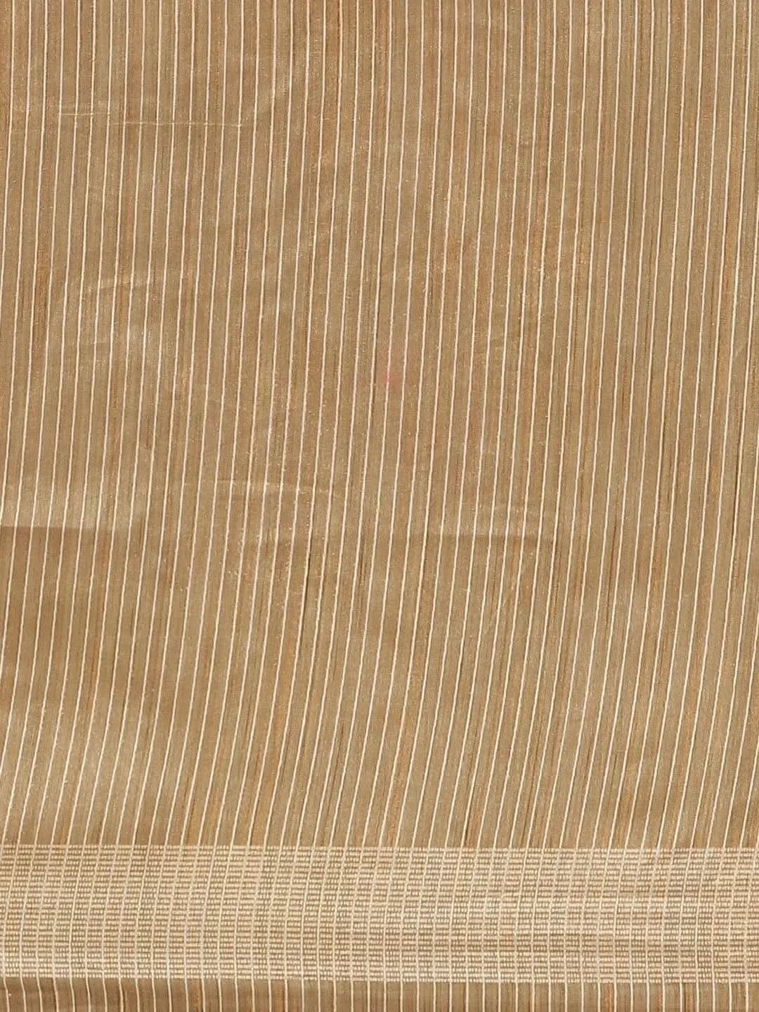 Beige Printed Silk Saree - Libas